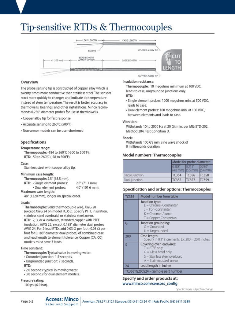 Minco Tip-Sensitive RTDs Overview | PDF | Thermocouple | Building Materials