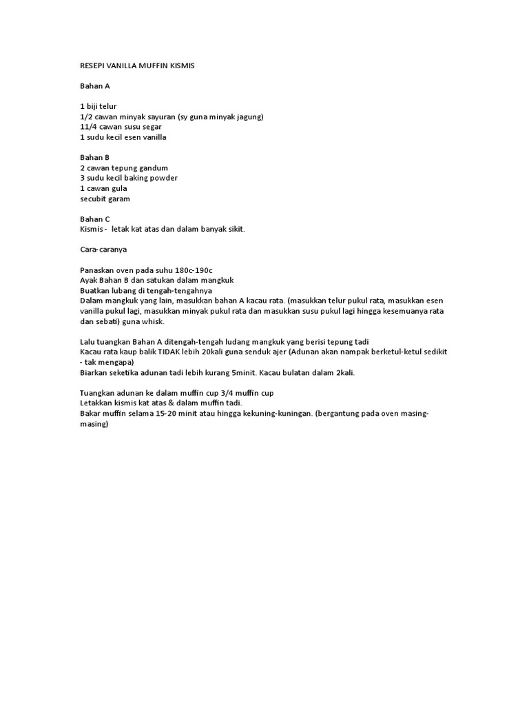 Resepi Vanilla Cupcake Guna Minyak Dunia Belajar