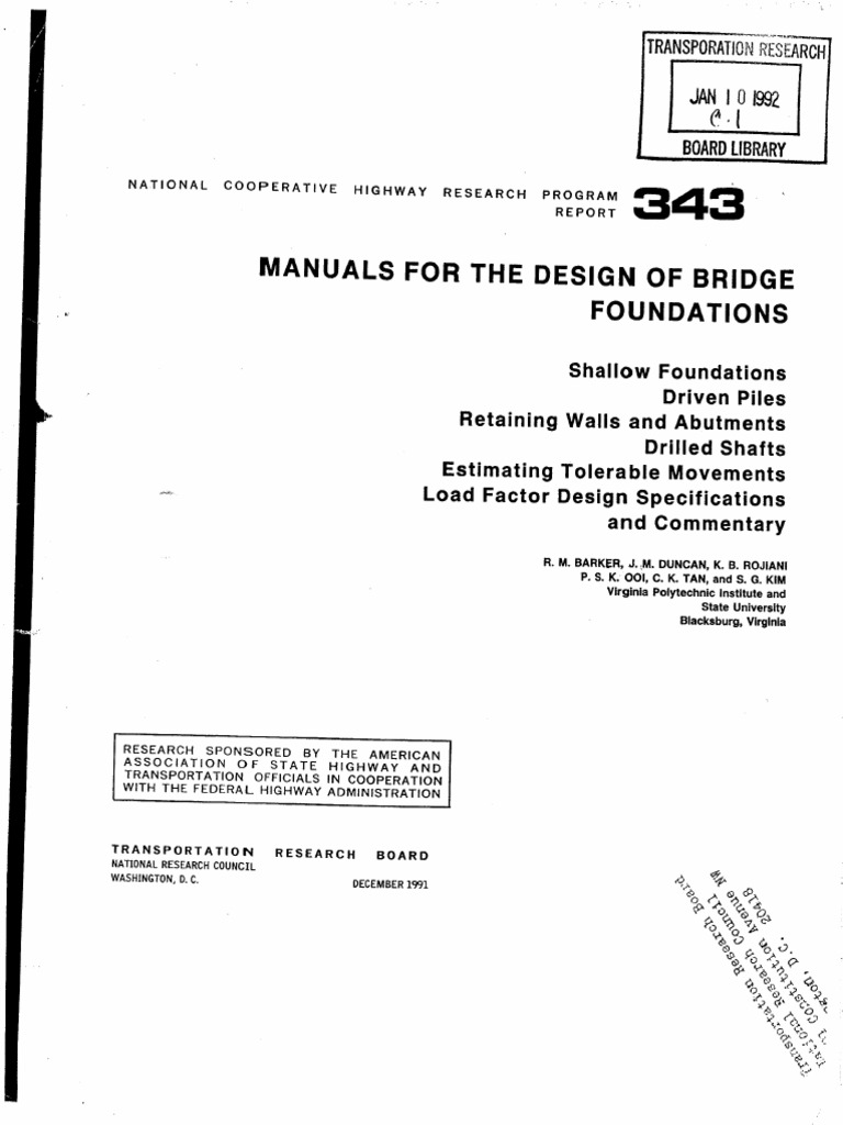Nchrp Rpt 343 Pdf Deep Foundation Structural Load