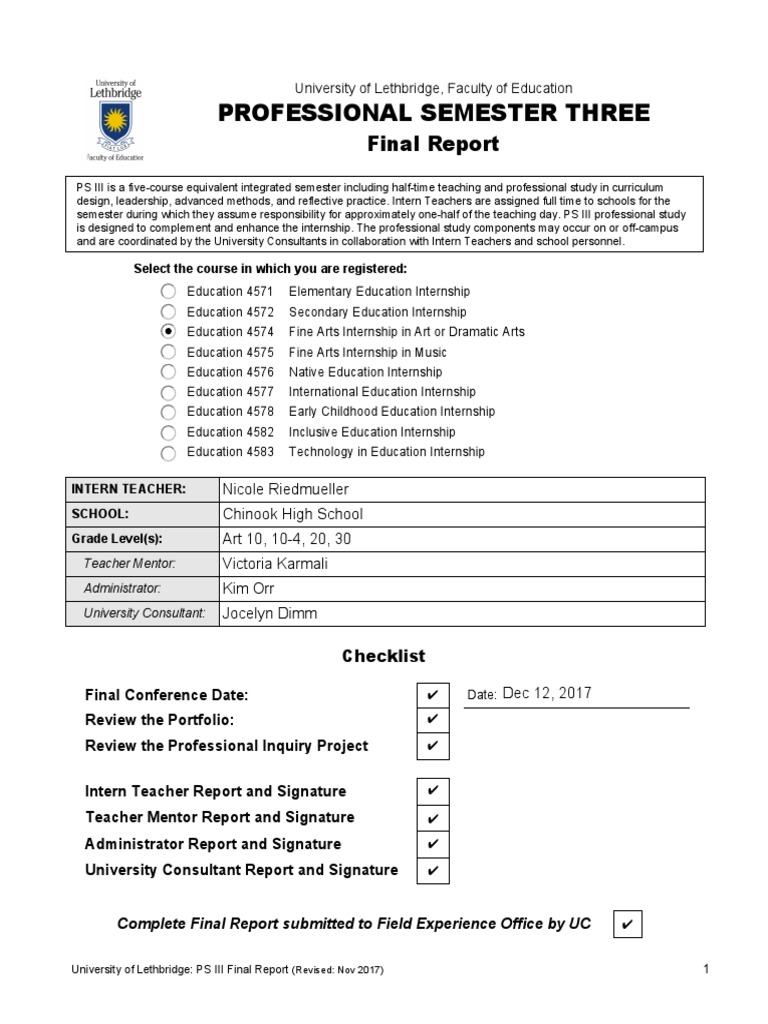 Ps III Final Report Uc Nicole R | PDF | Reflective Practice | Learning