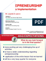 Entrepreneurship (Business Implementation - Expectations) - Week 2