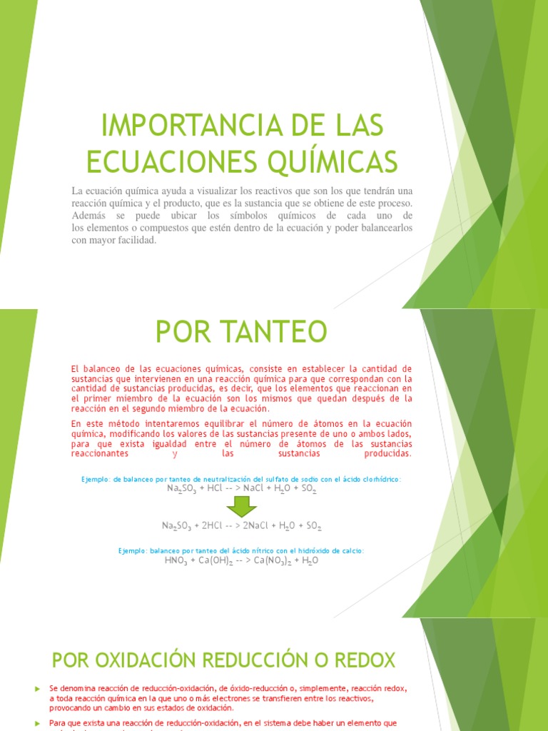 Importancia de Las Ecuaciones Químicas