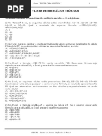 Excel - Lista de Exercicios Teoricos