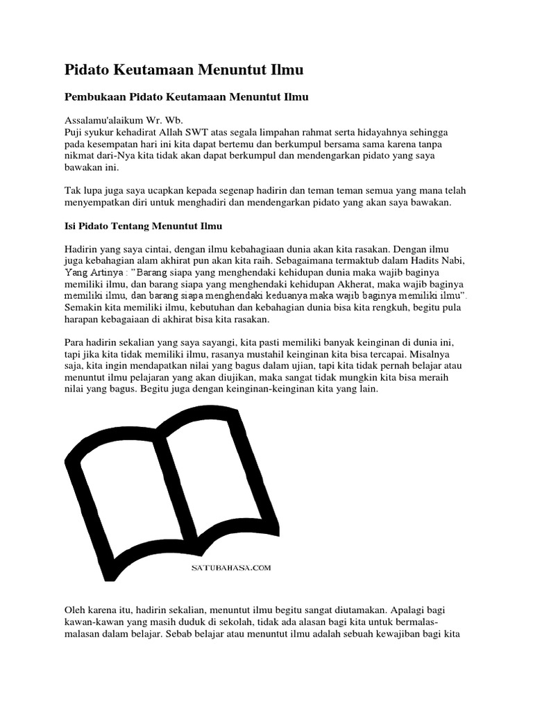 Pidato Keutamaan Menuntut Ilmu Pdf