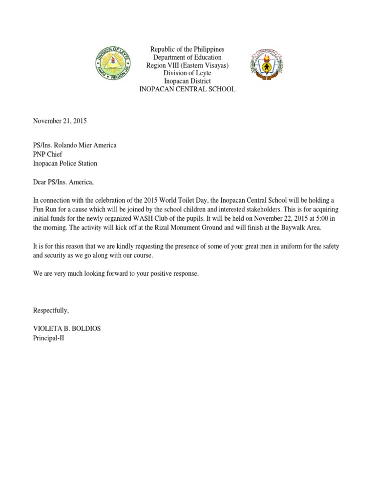 Request for Police Assistance for Fun Run | PDF