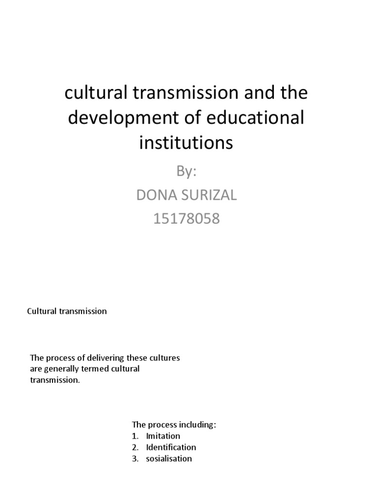 Cultural Transmission in Education | PDF | Social Science