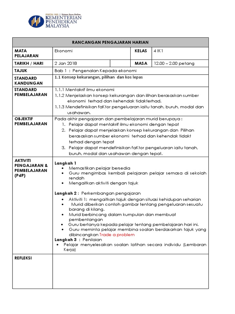 Konsep Kos Lepas dalam Ekonomi | PDF