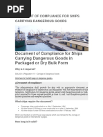 Document of Compliance For Ships Carrying Dangerous