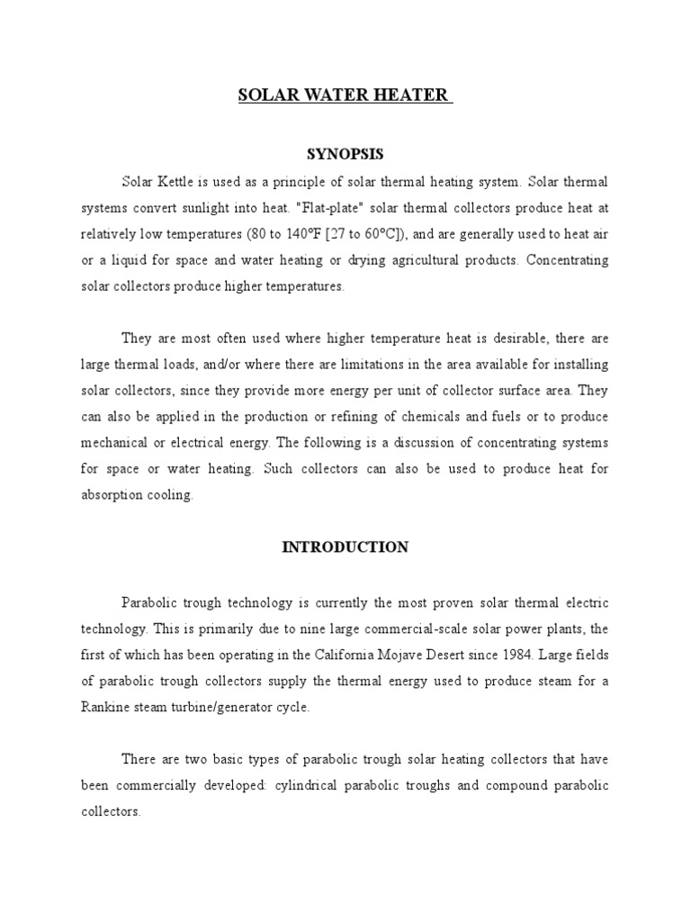 Solar Water Heater | PDF | Water Heating | Hvac