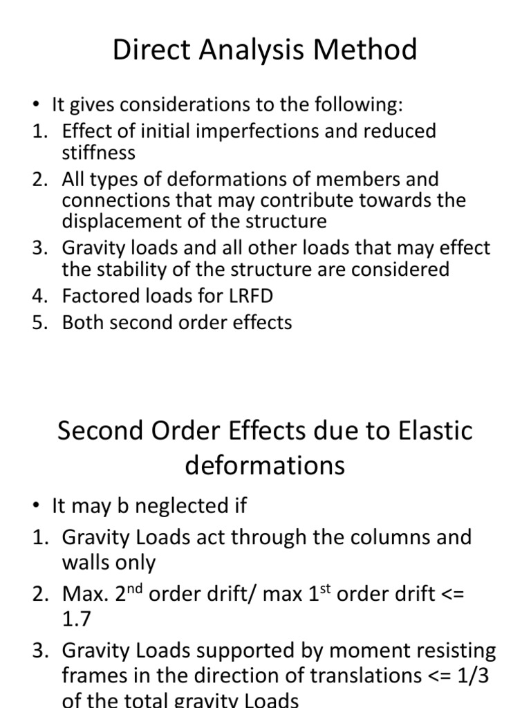 Direct Analysis Method | PDF | Structural Load | Classical Mechanics