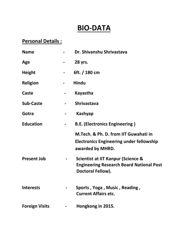 Bio Data Fully | PDF