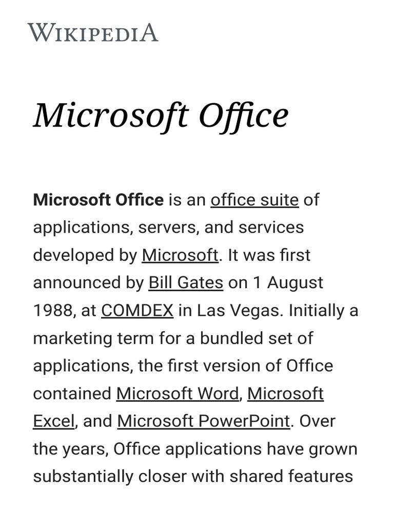 Microsoft Office - Wikipedia | PDF | Microsoft Word | Microsoft Windows