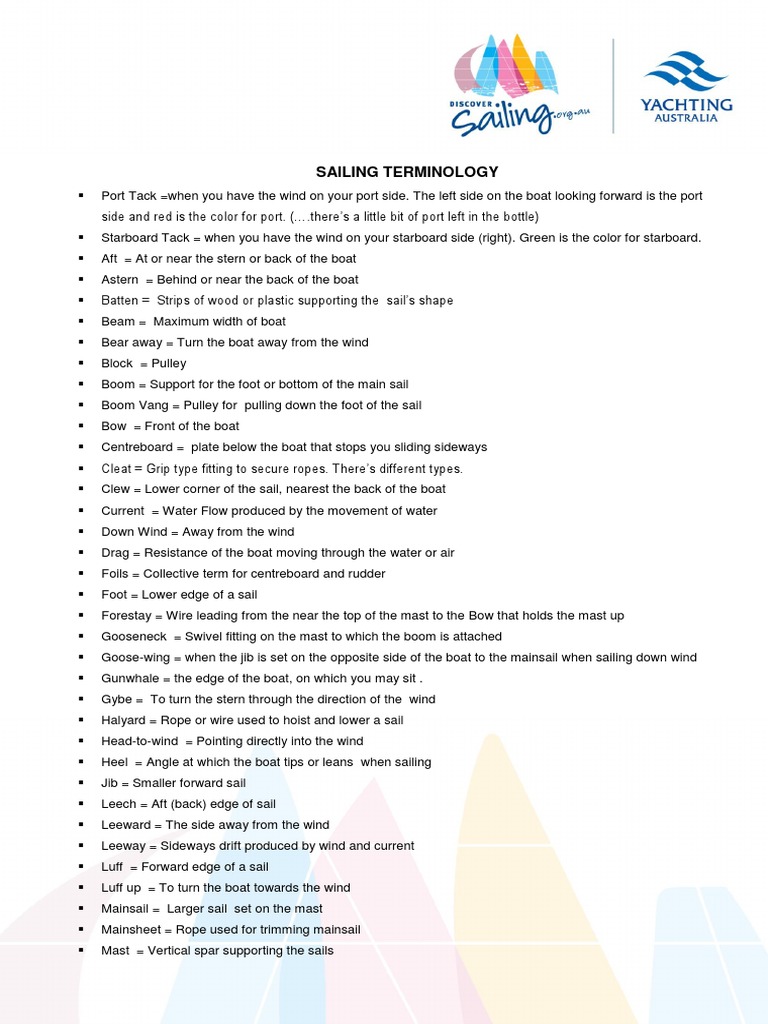 Sailing Terminology PDF PDF Sail Sailing Ships