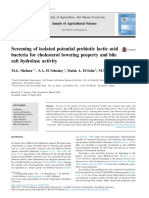 Screening of Isolated Potential Probiotic Lactic Acid Bacteria For Cholesterol Lowering Property and Bile Salt Hydrolase Activity