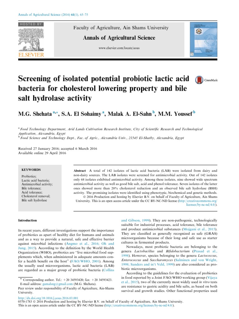Screening of Isolated Potential Probiotic Lactic Acid Bacteria For ...