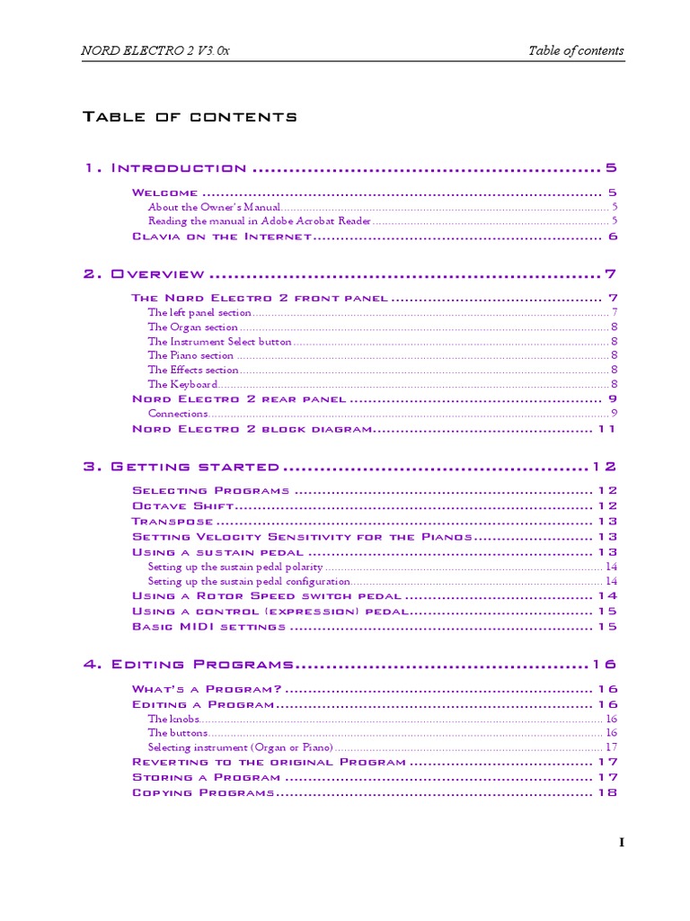 Nord Electro 2 English User Manual v3.0x Edition A.pdf | Piano