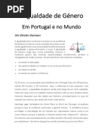 A Igualdade de Género Em Portugal e No Mundo