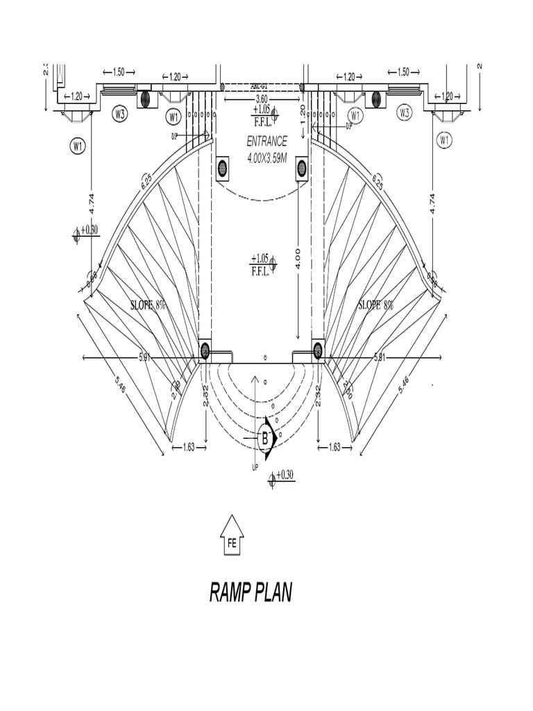 Entrance Ramp Plan Dimensions | PDF | Disaster And Accident