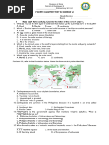 Science 6, 4th Quarter Test