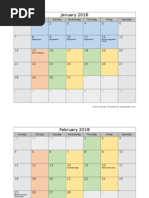 2018 Calendar 