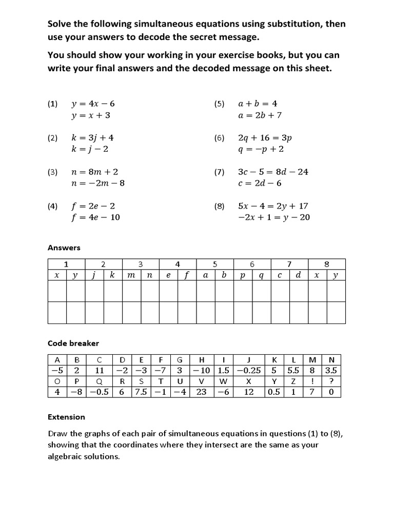 Decode Simultaneous Equations | PDF
