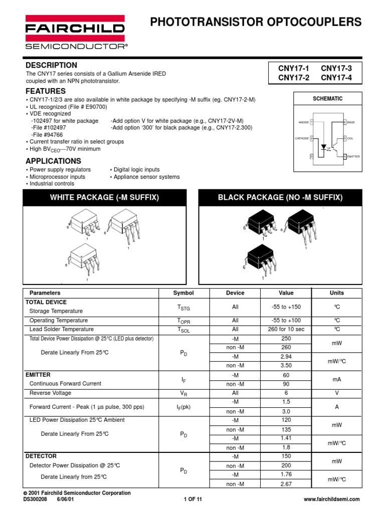 CNY17 Phototransistor Optocouplers Guide | PDF