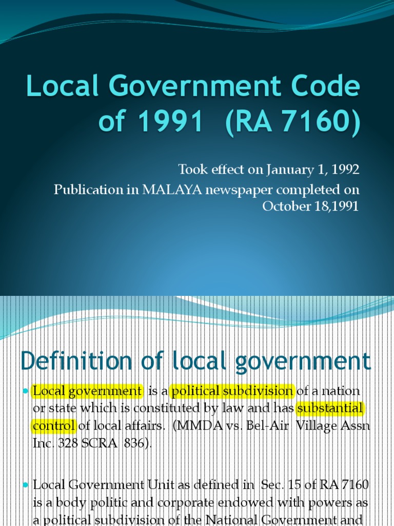 Local Government Code of 1991 (Updated) PDF Nuisance Local Government