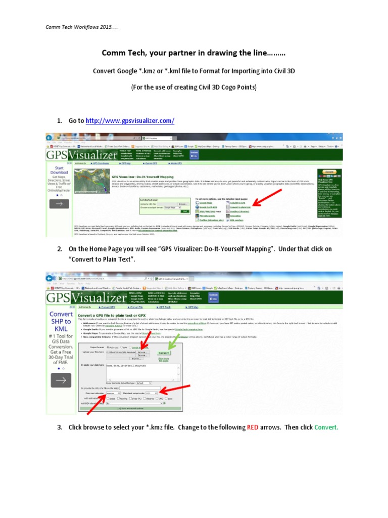 Convert Google KMZ KML To Import Into Civil 3D PDF Comma Separated