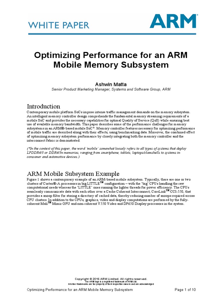DMC Performance Optimization For Mobile Memory Subsystem | PDF | Arm ...