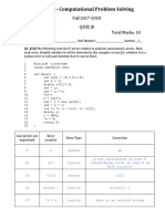 CS100 - Computational Problem Solving: Quiz 8