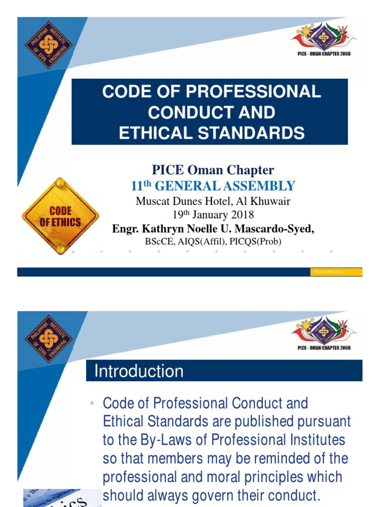 PICE Code of Professional Conduct | PDF | Conflict Of Interest | Morality