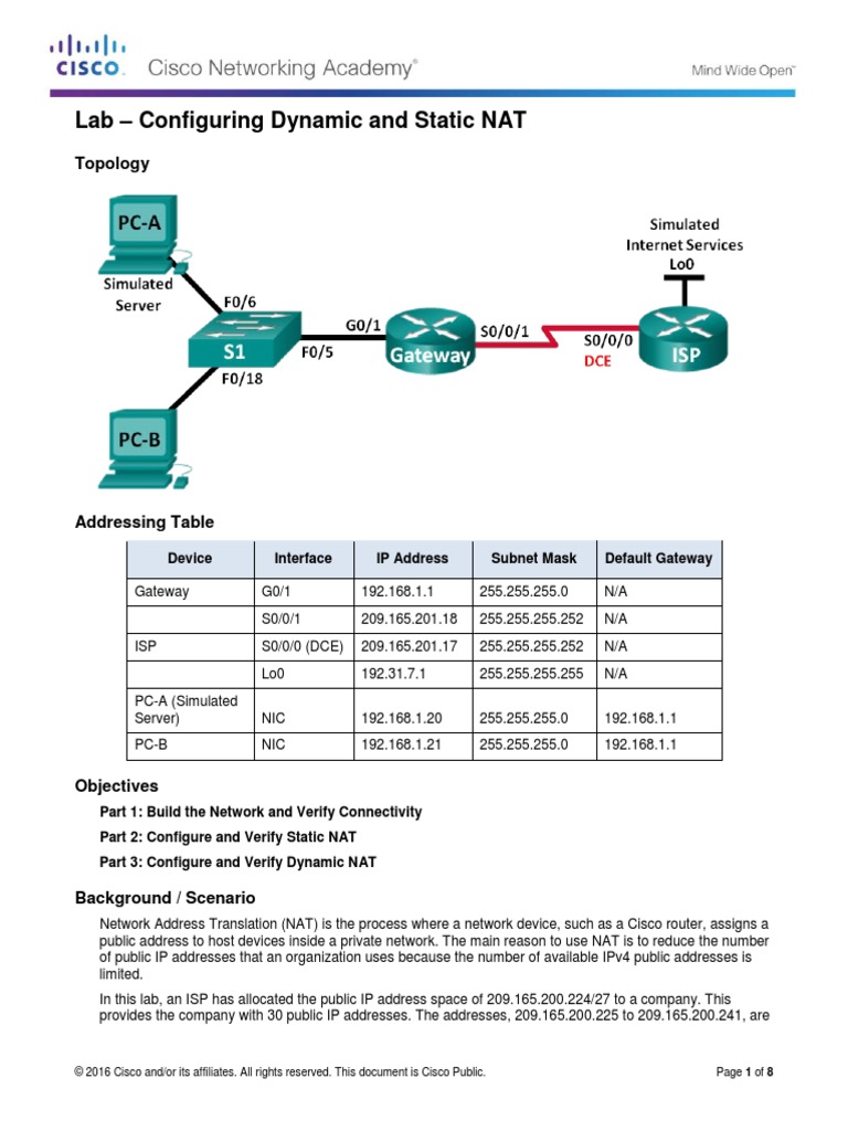 9.2.2.6 Lab - Configuring Dynamic and Static NAT Res | PDF | Ip Address ...