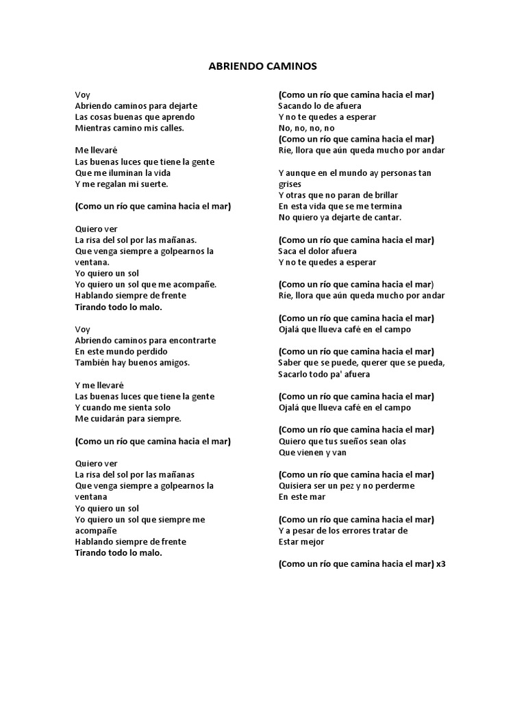 Abriendo Caminos: Letra y Mensaje | PDF | Ocio