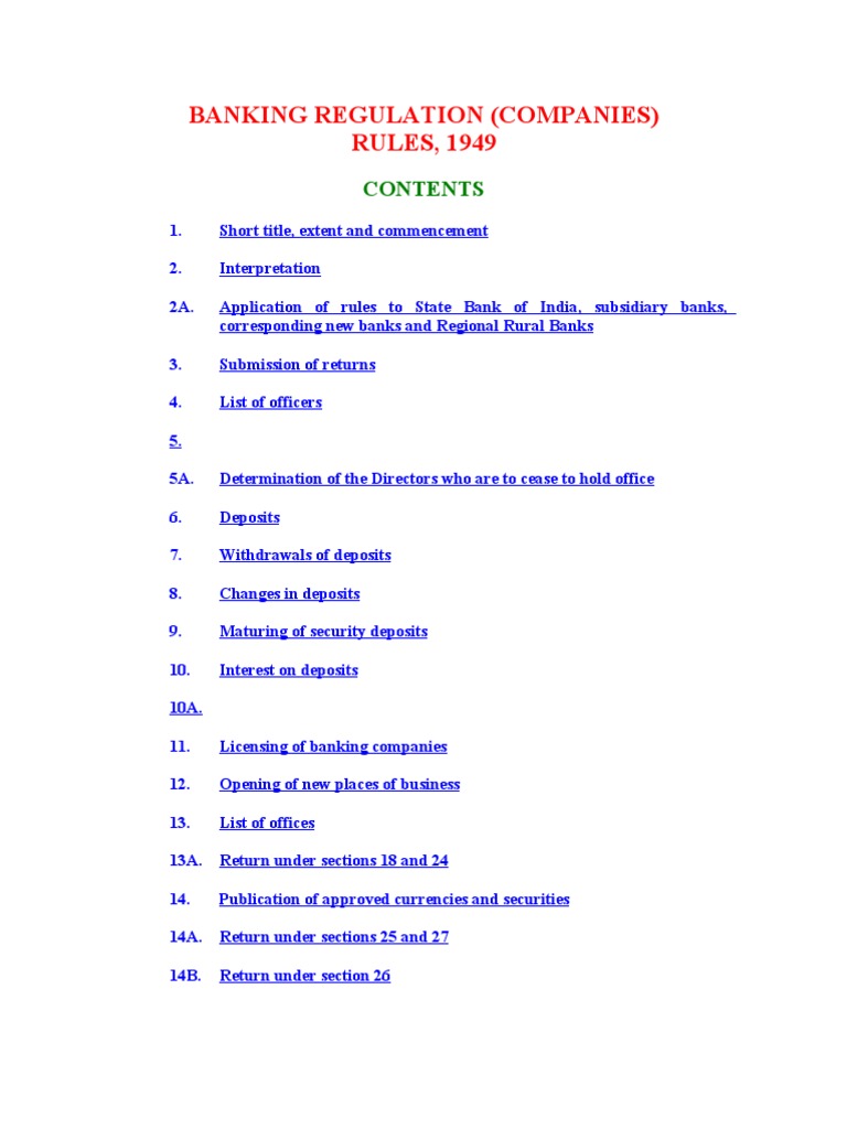 Banking Regulation Rules Board Of Directors Banks