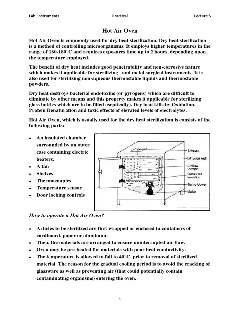Hot Air Oven PDF PDF Sterilization (Microbiology) Chemistry