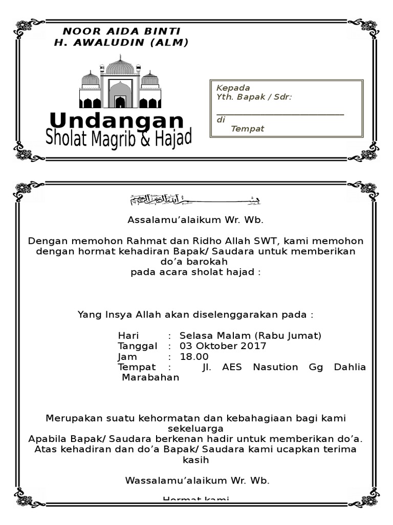Undangan Sholat Hajat