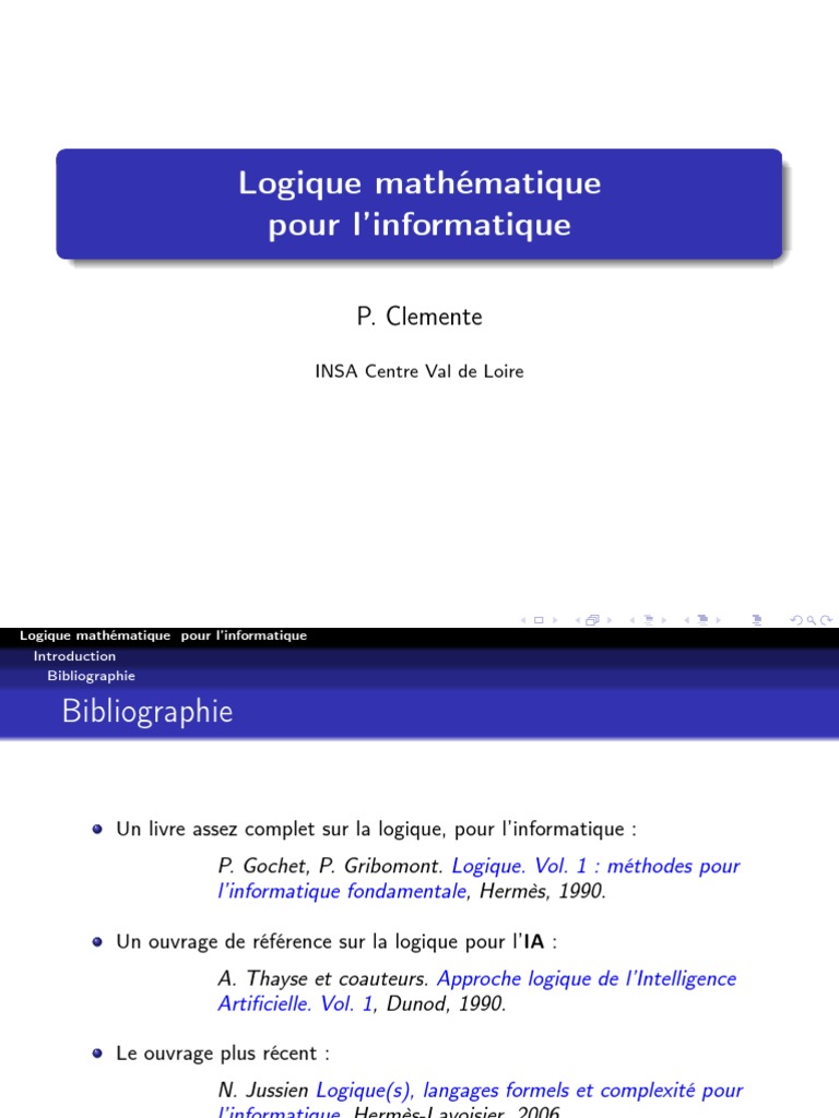 Logique Mathématique pour l'Informatique | PDF | Logique mathématique ...