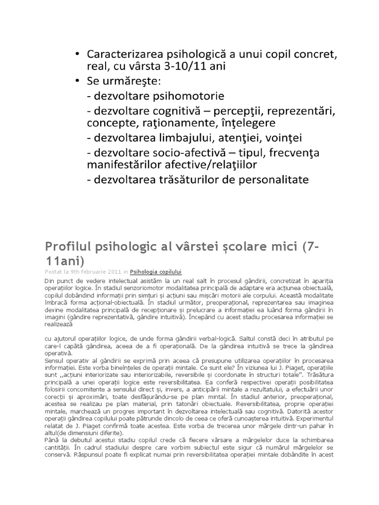 Caracterizare Copil | PDF