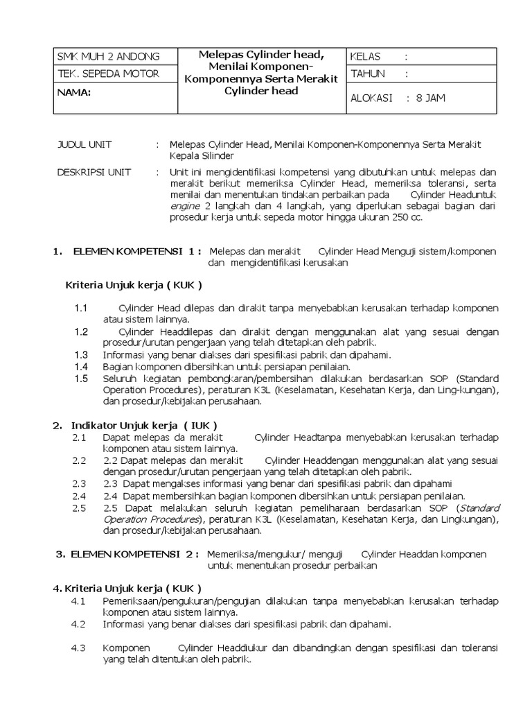 Job Shet Kepala Silinder Pdf