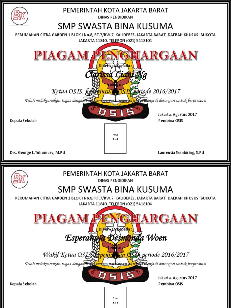 Sertifikat Osis