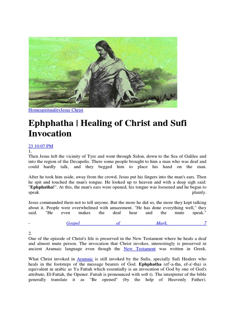 Ephphatha - Healing of Christ and Sufi Invocation | PDF | Jesus | Allah