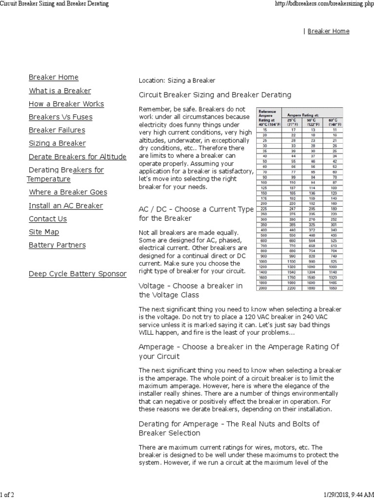 CB Sizing Calculation Fuse (Electrical) High Voltage