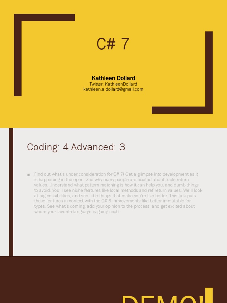 Kathleen Dollard: Twitter: Kathleendollard | PDF | C Sharp (Programming ...