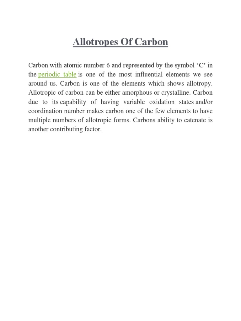 Allotropes of Carbon Explained | PDF | Carbon | Graphite
