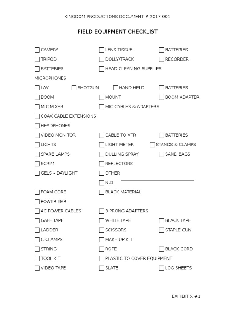Field Equip List | PDF