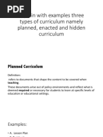 Explain With Three Examples Three Types of Curriculum