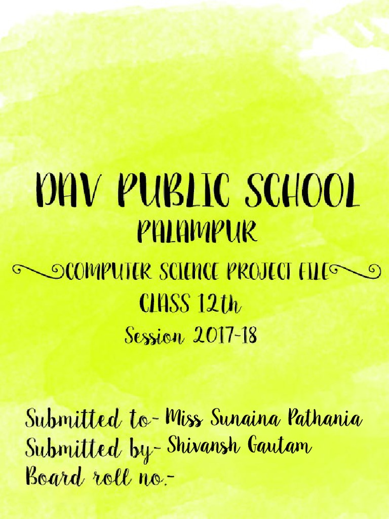 Sample CS Project | PDF