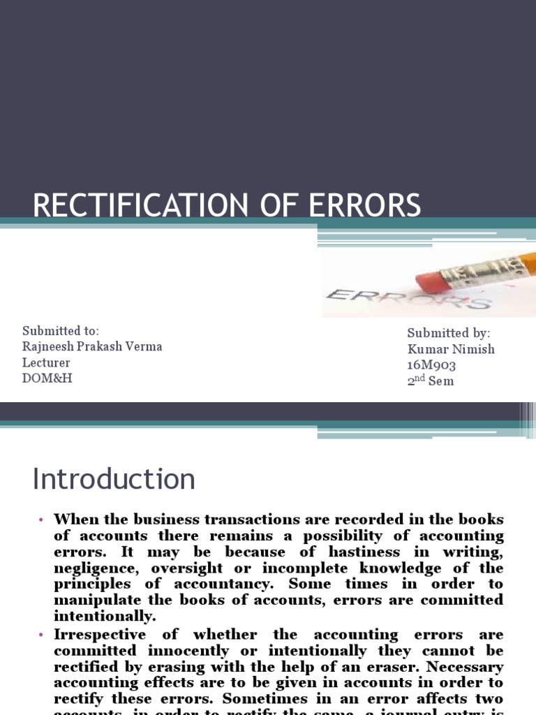 Rectification of Errors PDF Debits And Credits Business Economics