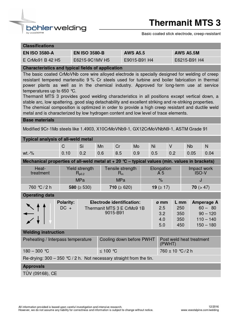L1 34264 en T Thermanit MTS 3 Se en v2 | PDF | Welding | Construction