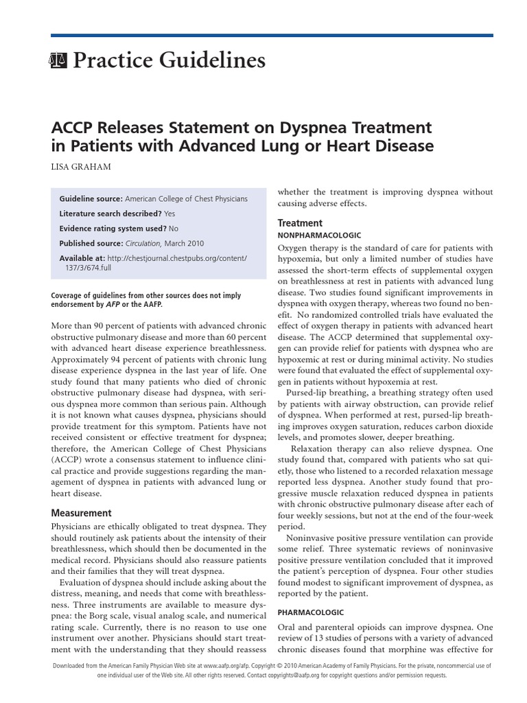 Practice Guidelines: ACCP Releases Statement On Dyspnea Treatment in ...